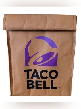Taco Bell Brown Bag Insulated Lunch Tote Bag with Purple Logo
